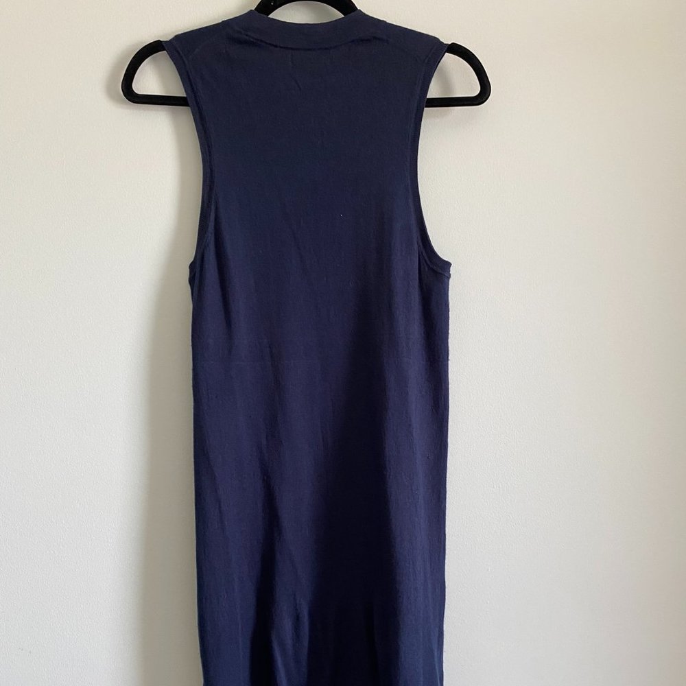 NAADAM Summer Silk Cashmere Lightweight Knit Sleeveless Shift Dress Navy